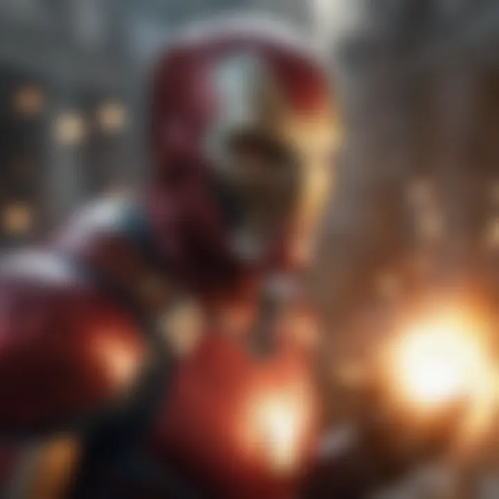 A powerful scene from a Marvel superhero film showcasing epic battles and vibrant visuals.