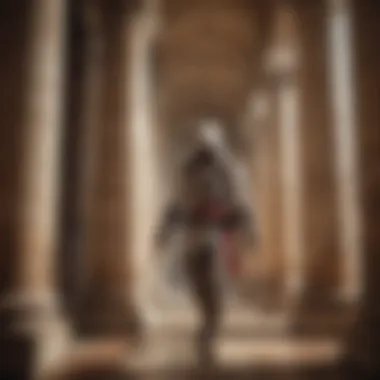 Artistic representation of an Assassin's Creed character blending into historical architecture