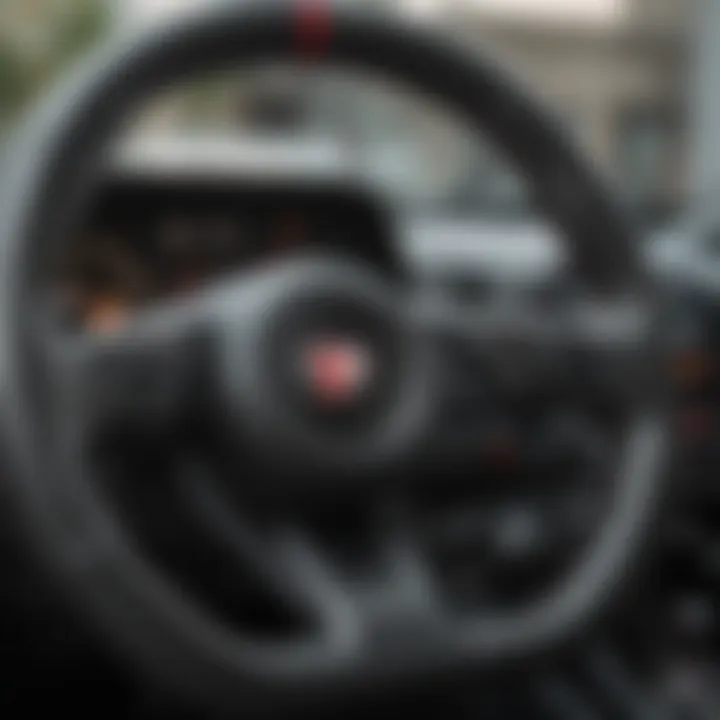 Detailed view of a high-end racing steering wheel