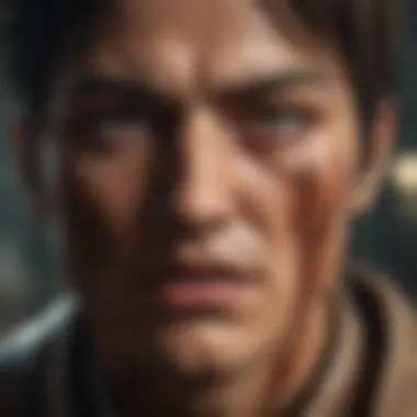 A close-up of a character from Attack on Titan, portraying intense emotion.