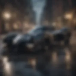Sleek Batmobile racing through Gotham City