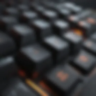 Close-up of premium key switches on a mechanical keyboard