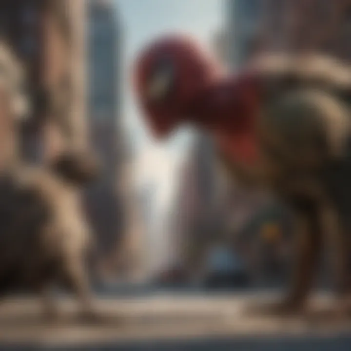 Spider-Man facing off against Vulture in Homecoming