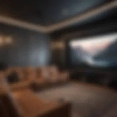 Cinematic projector setup in a modern home theater