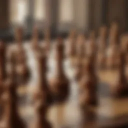 Vintage Chess Set on a Wooden Board