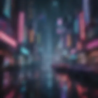 Futuristic cityscape filled with neon lights and cyberpunk vibes