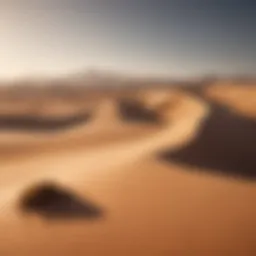 Desert planet landscape with towering sand dunes