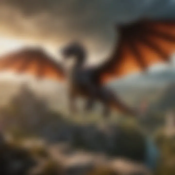 A vivid illustration of a dragon soaring above a medieval landscape, symbolizing the adventure in Dungeons & Dragons.