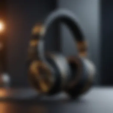 Elegant PC headset design in black and gold