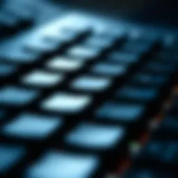 A close-up view of a mechanical keyboard's switches showcasing their intricate design.