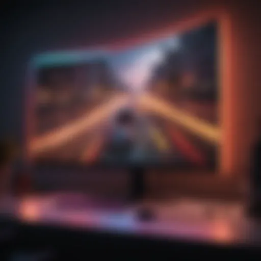 Curved gaming monitor showcasing vibrant colors