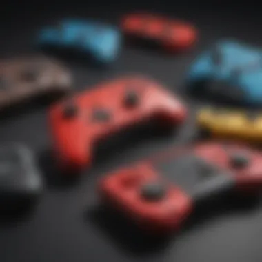 An array of Nintendo Switch controllers displayed together, highlighting their features and compatibility