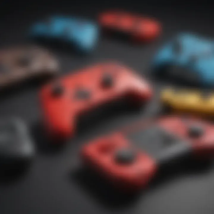 An array of Nintendo Switch controllers displayed together, highlighting their features and compatibility