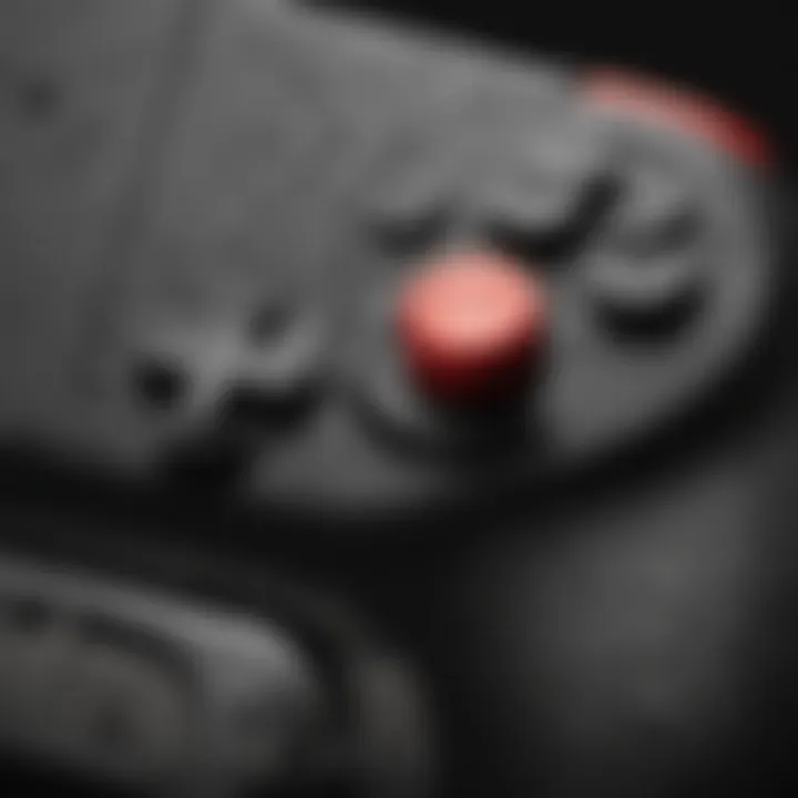 A close-up of customizable Nintendo Switch controller buttons with intricate patterns