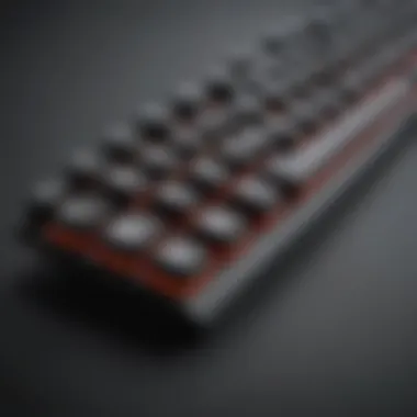 Side profile of the 60 Ducky Keyboard highlighting its compact design and ergonomic layout.