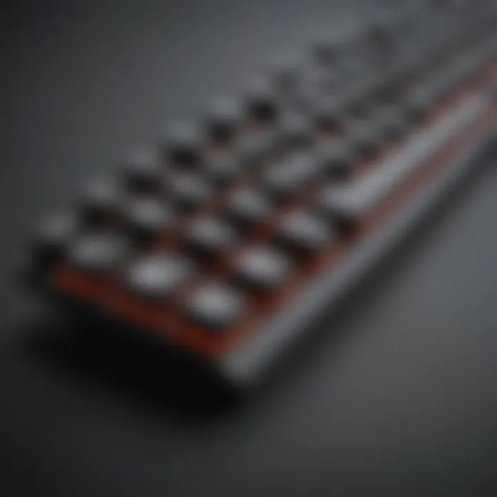 Side profile of the 60 Ducky Keyboard highlighting its compact design and ergonomic layout.