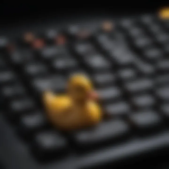 Ducky Keyboard in a gaming setup, emphasizing its performance in an immersive environment.