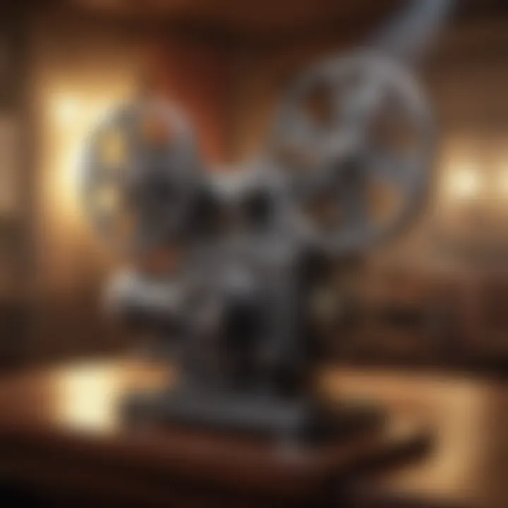 Vintage movie projector showing a comedy film