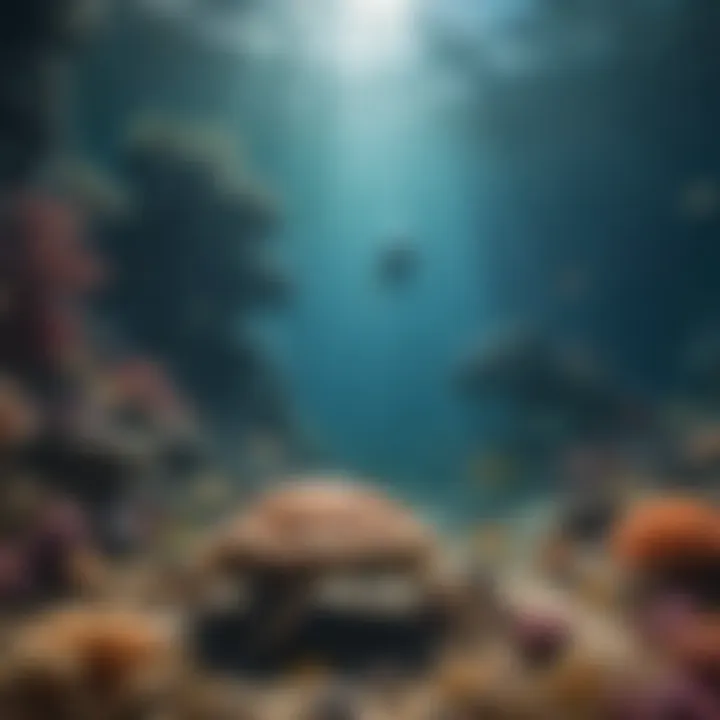 An underwater adventure scene showcasing marine life and treasures.