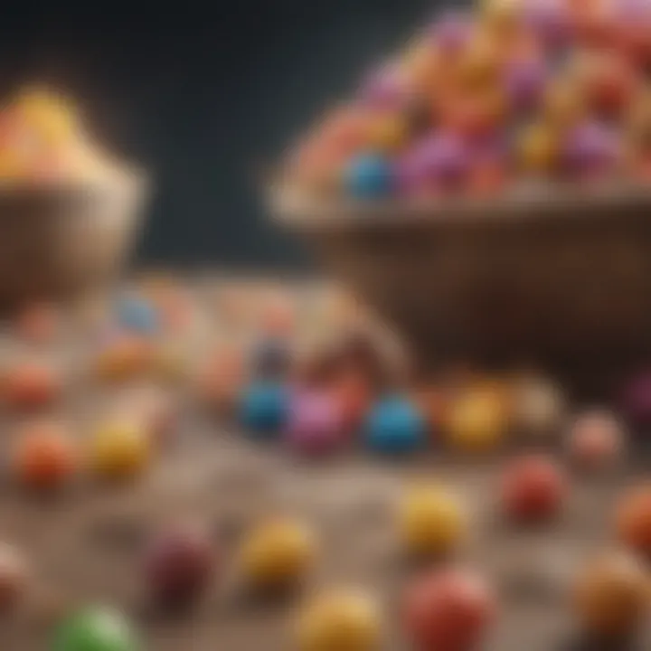 Artistic depiction of various power-ups available in Candy Crush to aid in tough levels.