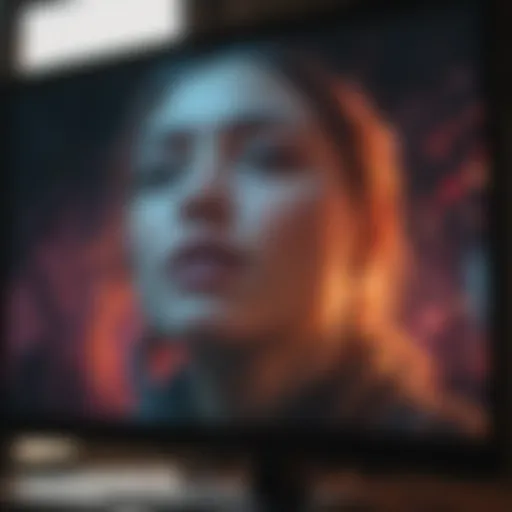 Close-up view of an HDR monitor displaying vibrant colors
