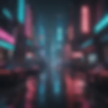 Futuristic cyberpunk cityscape with neon lights