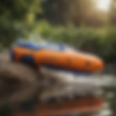 An array of vibrant Nerf water soakers displayed against a summer backdrop.