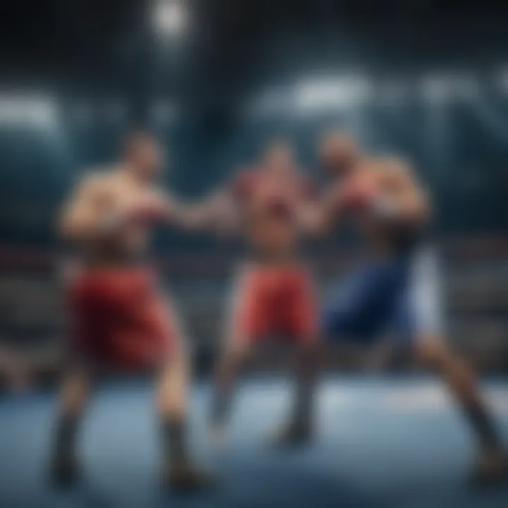 A vibrant community event where gamers engage in competitive boxing matches.