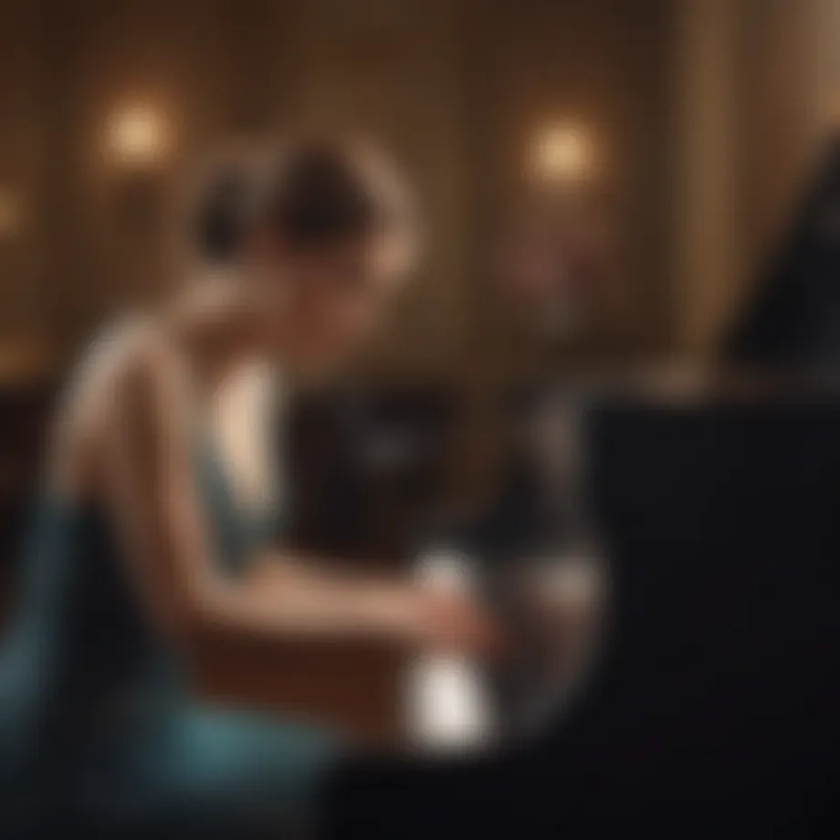 Elegant pianist performing with passion