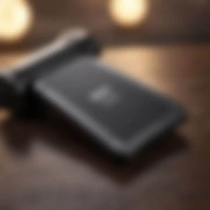 Close-up of external SSD features and specifications