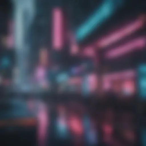 Cyberpunk cityscape showcasing neon lights and futuristic architecture