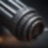 Detailed close-up of a lightsaber hilt showcasing intricate design elements