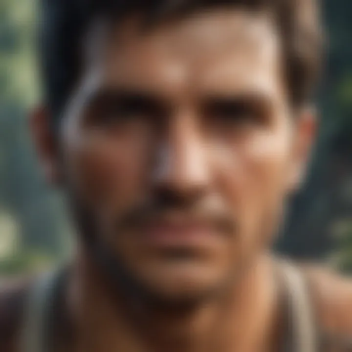 A close-up shot of a key character from the Uncharted series, displaying their unique traits and expression.