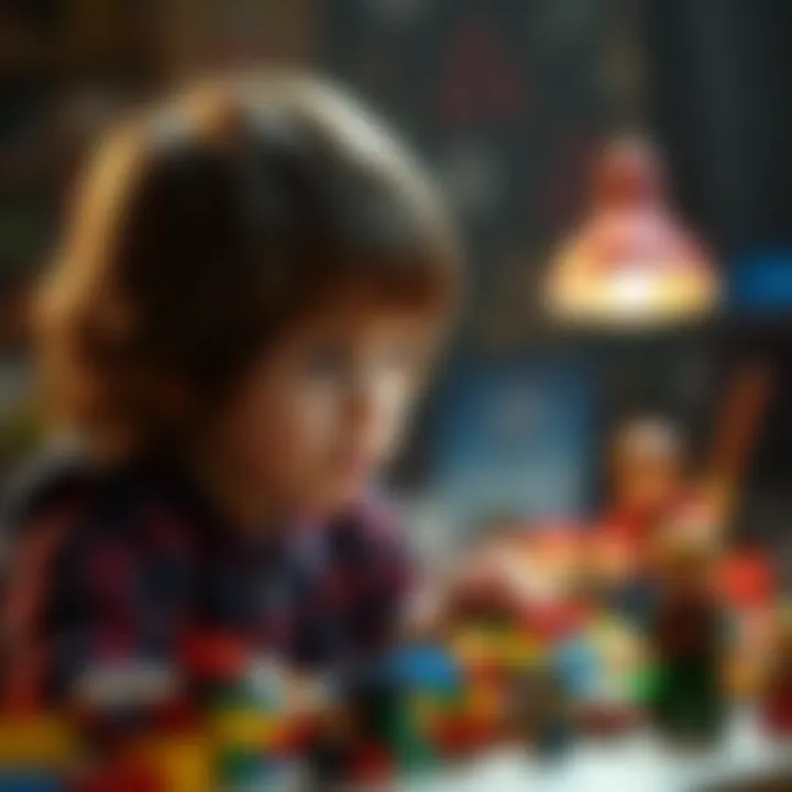 A child deeply engaged in building with Legos