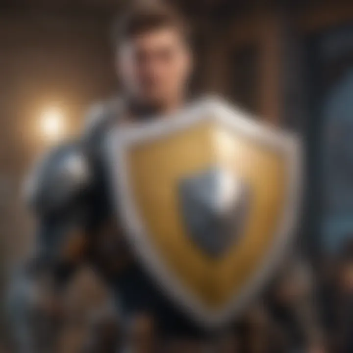 Fortnite character with shield protecting personal data