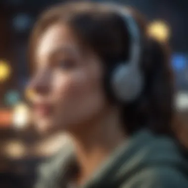 User enjoying gaming experience with earbuds