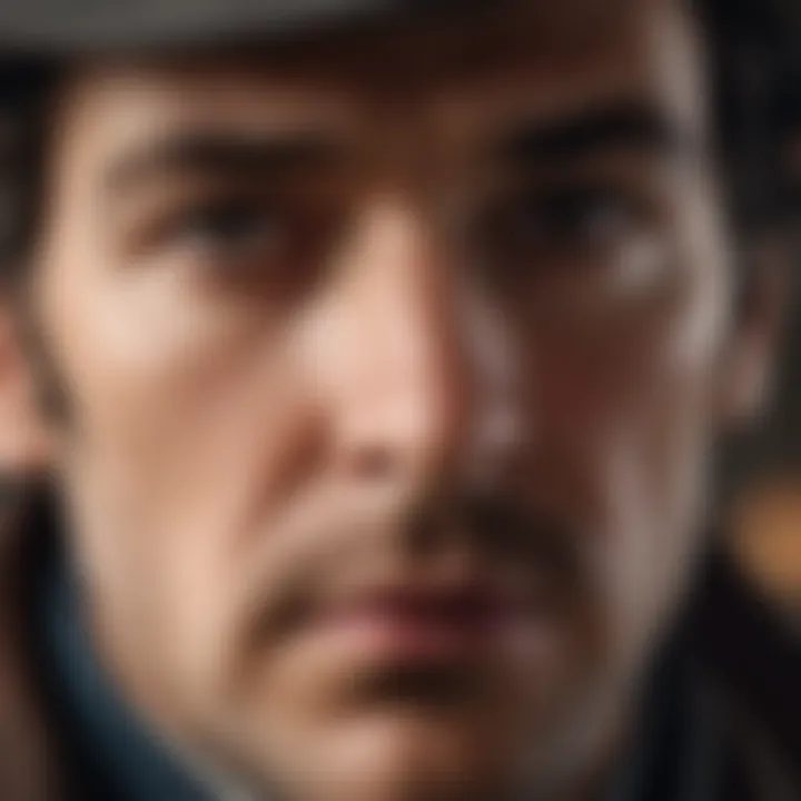 A close-up of Sherlock Holmes deep in thought, showcasing character depth