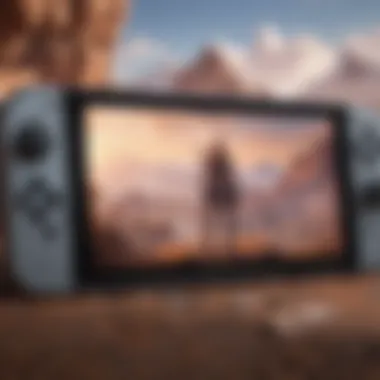 Nintendo Switch console with the iconic Horizon Zero Dawn logo displayed on the screen