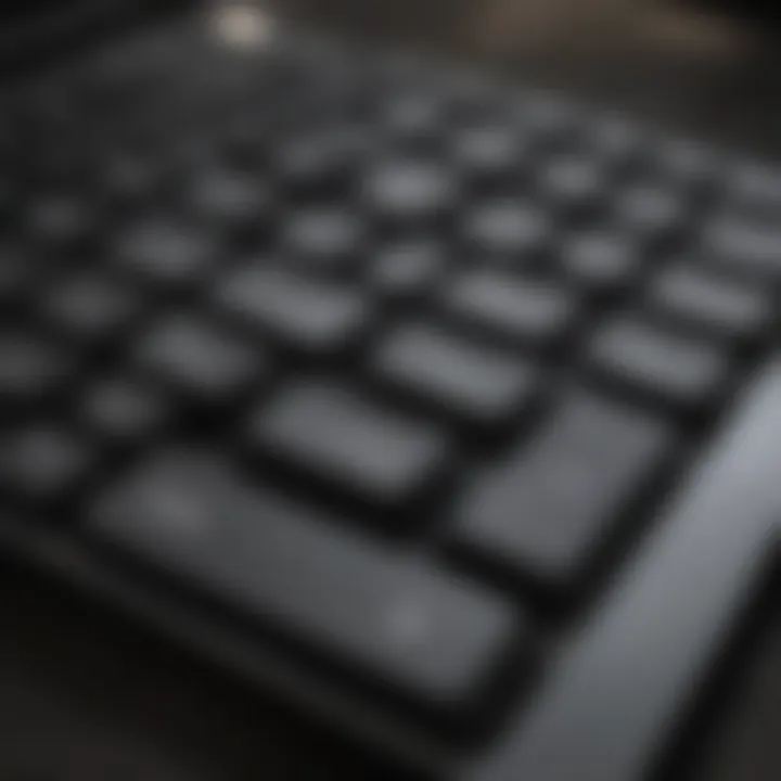 Close-up of laptop keyboard with backlit keys