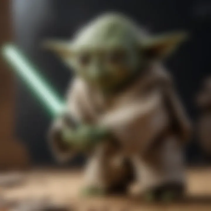 Master Yoda wielding his lightsaber in Lego Star Wars Skywalker Saga