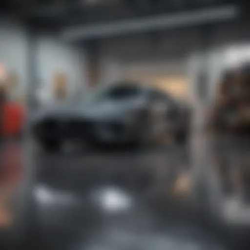 Luxury car parked in modern garage