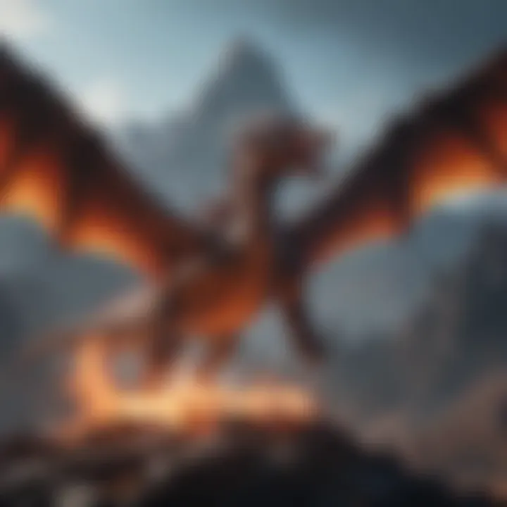 Majestic Dragon Soaring Over Volcanic Peaks