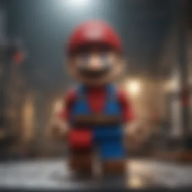 Mario LEGO minifigure standing tall among other iconic figures