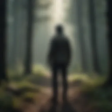 Mysterious Figure in Shadowy Forest