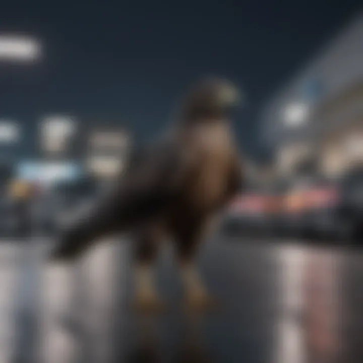 Mysterious silhouette of Night Hawk in Walmart parking lot