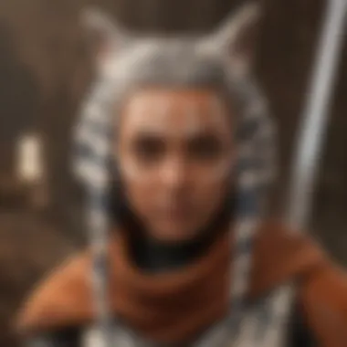 A close-up of Ahsoka Tano showcasing her dual lightsabers.