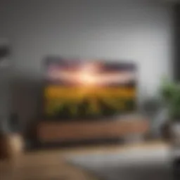 Sleek flat screen television on a modern entertainment unit