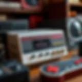 A vintage gaming console showcasing classic design features