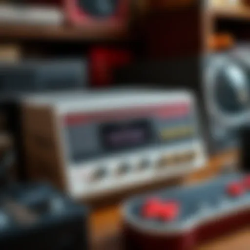 A vintage gaming console showcasing classic design features