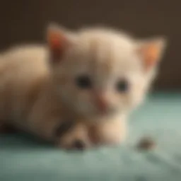 Newborn kitten with flea comb